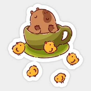 Capybara in a cup of coffee, it's capyccino Sticker